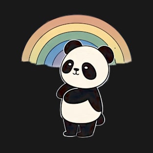 Cute Kawaii Panda Pride with rainbow flag T-Shirt