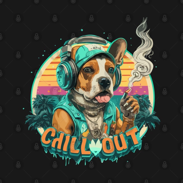 Chill Out: Cool Hip Hop Dog Art Piece smoking by diegotorres