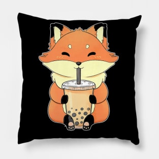 I Love Bubble Milk Tea Funny Fox Boba Pillow