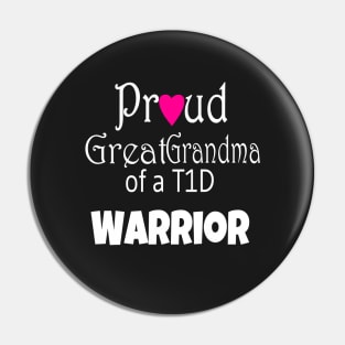 Proud Great Grandma - White Text - Pink Heart Pin