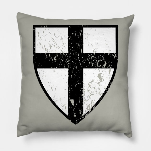 Teutonic Knights Shield  (distressed) Pillow by Illustratorator