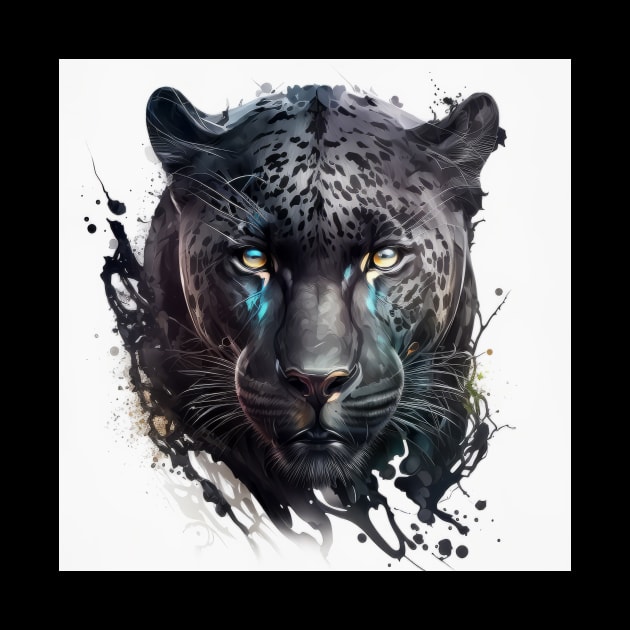 Panther Portrait Animal Painting Wildlife Outdoors Adventure by Cubebox