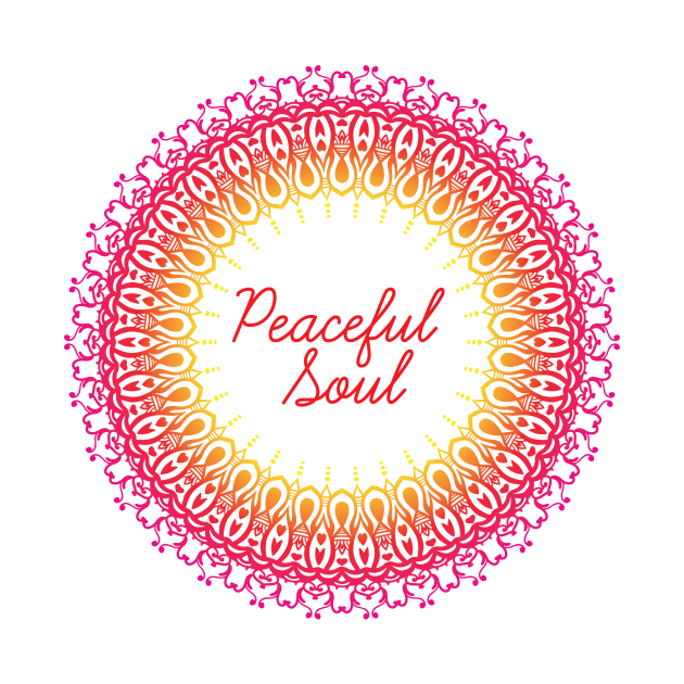 Peaceful Soul Meditation Captions Mandala Illustration Print Design GC-092-19 by GraphicCharms