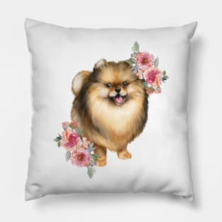 Cute Brown Pomeranian Spitz Puppy Dog Pillow