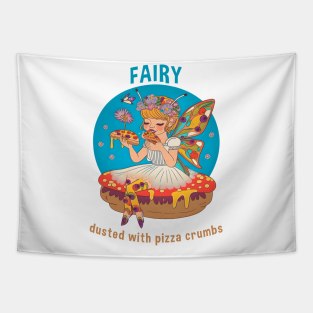 Fairy Dusted with Pizza Crumbs Funny Food Retro Anime Tapestry