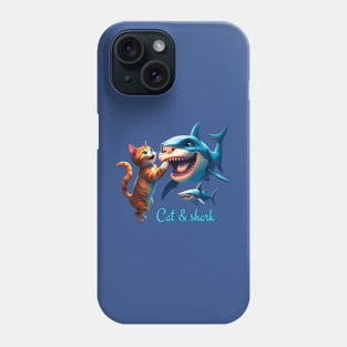 Cute  Cat play with a funny shark Phone Case