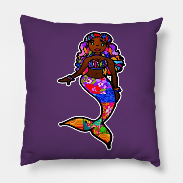 Rainbow Chocolate Mermaid Pillow by artbyomega