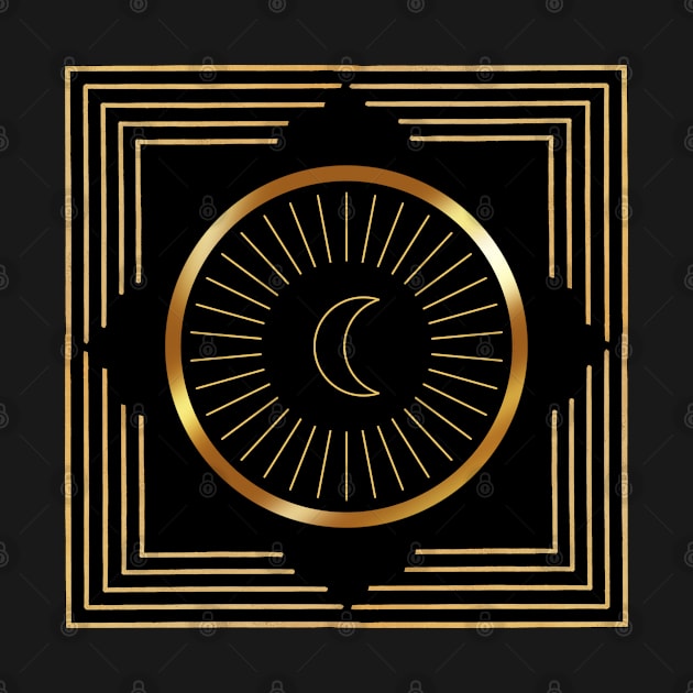 Mystic Golden Moon Circle by ApexDesignsUnlimited