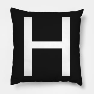 Helvetica H in white Pillow