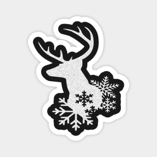 White Swirl Pattern Christmas Deer Magnet