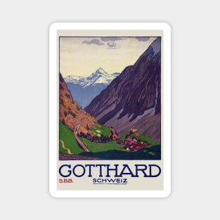 Gotthard Schweiz Switzerland Vintage Poster 1914 Magnet