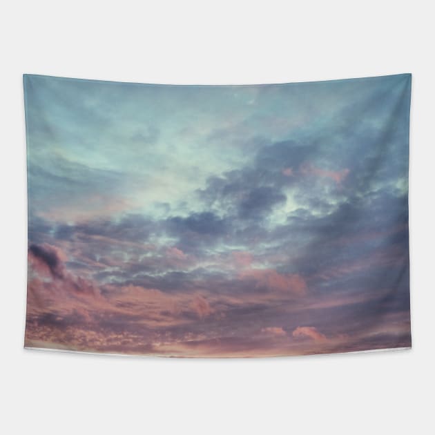 Pink and Blue Summer Sunset Tapestry by AlexandraStr