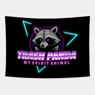 Trash Panda Logo Retro Neon Tapestry