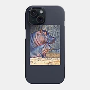 Hippo and calf Phone Case