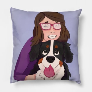 Bernese Mountain Dog with Brunette Mom Pillow