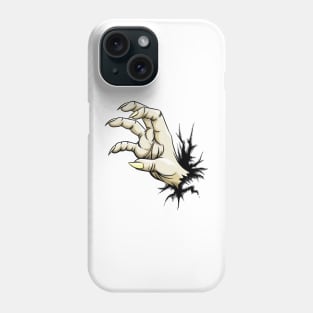 Grabbing hand with claws raised out of fracture. Phone Case