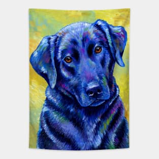 Loyal Companion Colorful Black Labrador Retriever Dog Tapestry