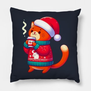 I Love Coffee Christmas And Cats, Cat And Coffee Pillow