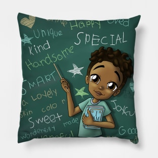 African American Boy Brown and Positive Words Pillow