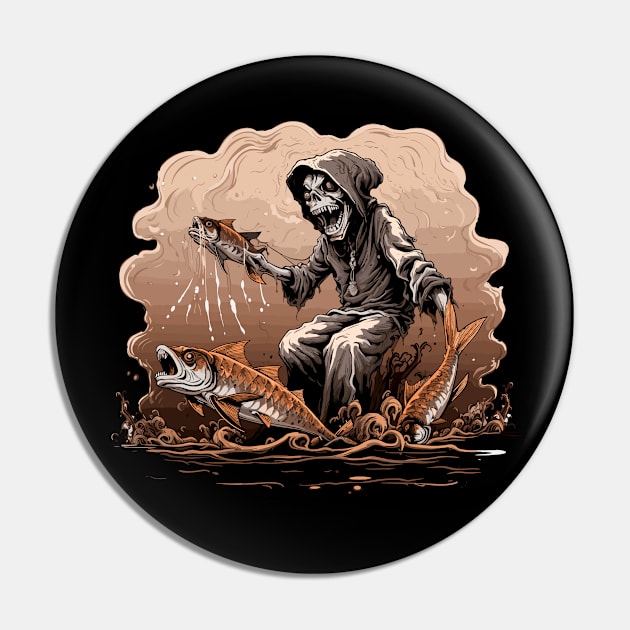 Halloween Fishing Design Pin by PaulJus