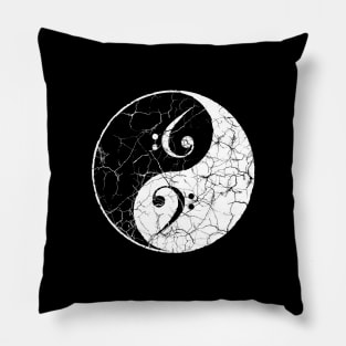 Yin yang-duality-Bass Cleff-Craquelure-Music Pillow