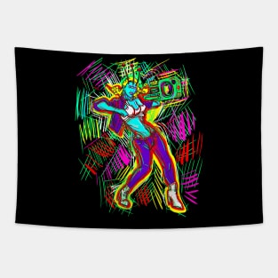 Alien Hip Hop Dancer with Boom Box Tapestry