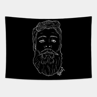 Beardy face white line Tapestry