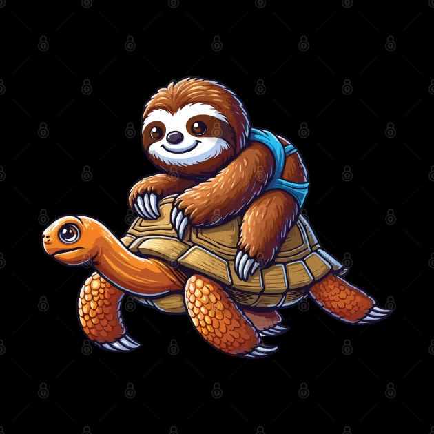 Cute Lazy Sloth Riding Tortoise Speed is Relative by CoolQuoteStyle