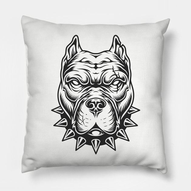 pitbull head Pillow by Brainable ART