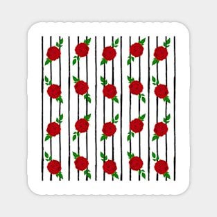 Red Roses with Black Vertical Lines Magnet