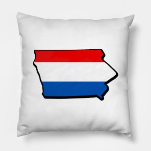 Red, White, and Blue Iowa Outline Pillow