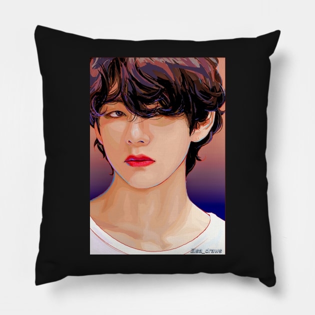 Red Lips Pillow by Elsa-draws