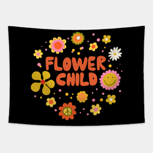 Flower Child 70s style Groovy Retro Vintage art Tapestry