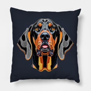 Black and Tan Coonhound Dog Stencil Pillow