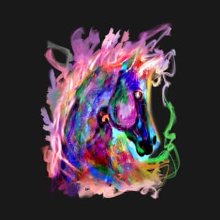 Colorful Rainbow Tribal Festival Horse Head Print Shirt T-Shirt