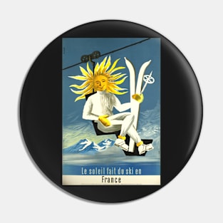 Le soleil fait du ski en France, Ski Poster Pin