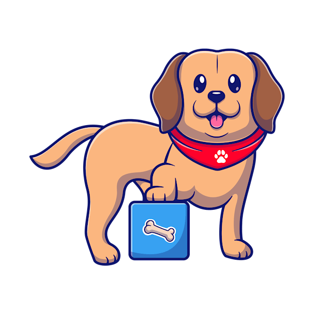 Cute Labrador Dog With Box Cartoon by Catalyst Labs