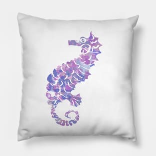 Seahorse Design in Purple and Pink Paint Splatter Pillow