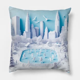 Winter Skaters in the Park Pillow