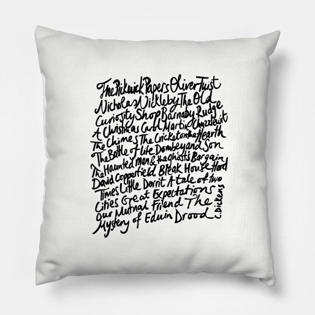 Charles Dickens Novels Pillow by louweasely