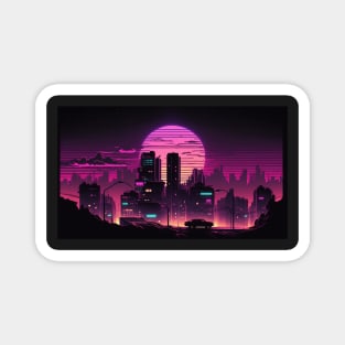 Synthwave City By Night Magnet