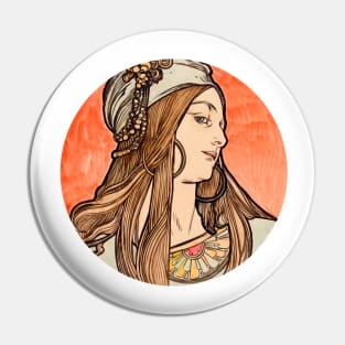 Vintage art portrait Pin