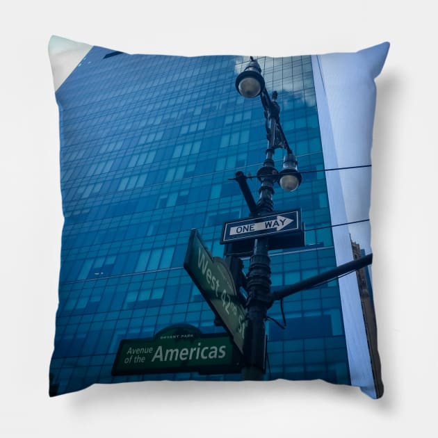 Avenue of the Americas and West 42nd St, Manhattan, NYC Pillow by eleonoraingrid