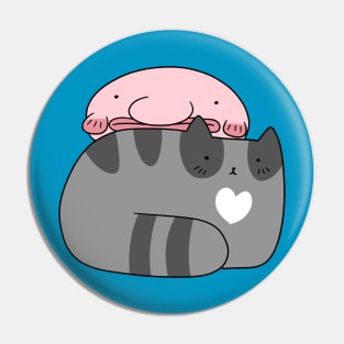 Blue Tabby Cat and Blobfish Pin