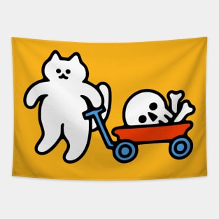 Cat and Skull Wagon Tapestry