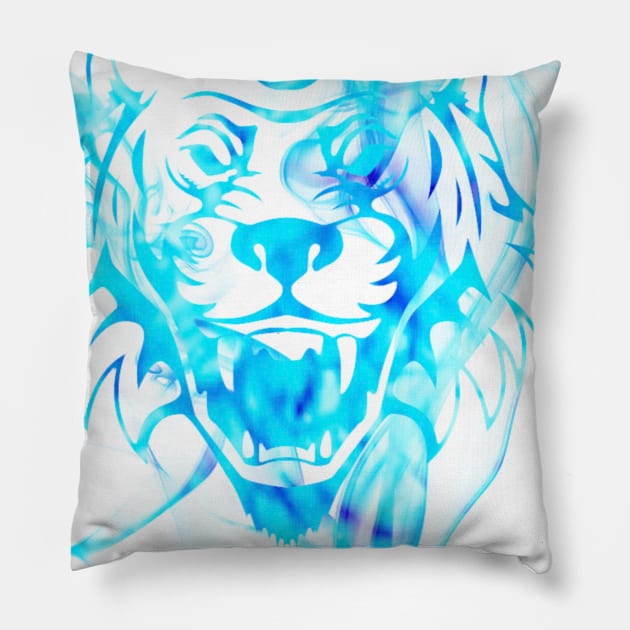 Sparkling Blue Tiger Art Pillow by artkilita