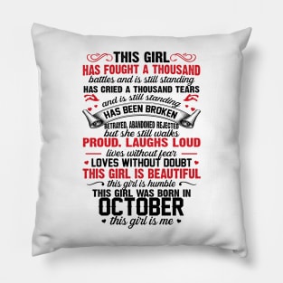 This Girl Was Born In October Pillow