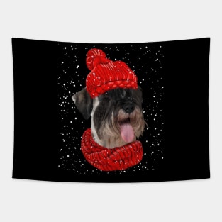 Standard Poodles Wearing Red Hat And Scarf Christmas Tapestry