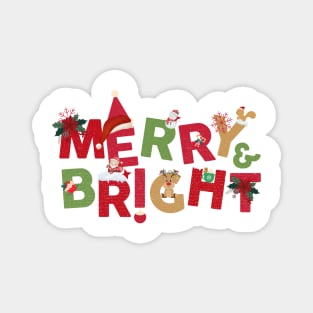 Merry and Bright xmas tshirt Magnet