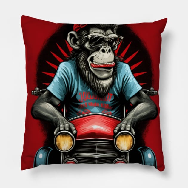 Hotrod Chimp Pillow by The House of Hurb